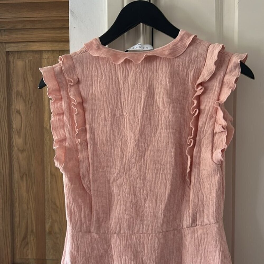 SANDRO v neck pink ruffle dress us 6 - Picture 16 of 16